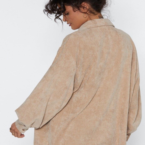 Stone Oversized Corduroy Pocket Button Down - Picture 3 of 4
